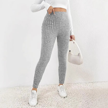 Solid Color High Waist Tight Cold-proof Warm Leggings Women's